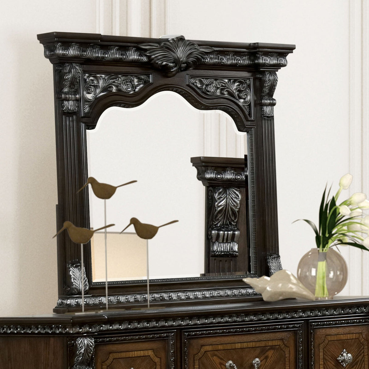 Promenade Espresso Mirror from Furniture of America - Luna Furniture