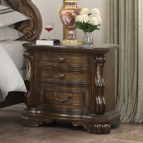 Leovanni Dark Brown Nightstand from Furniture of America - Luna Furniture