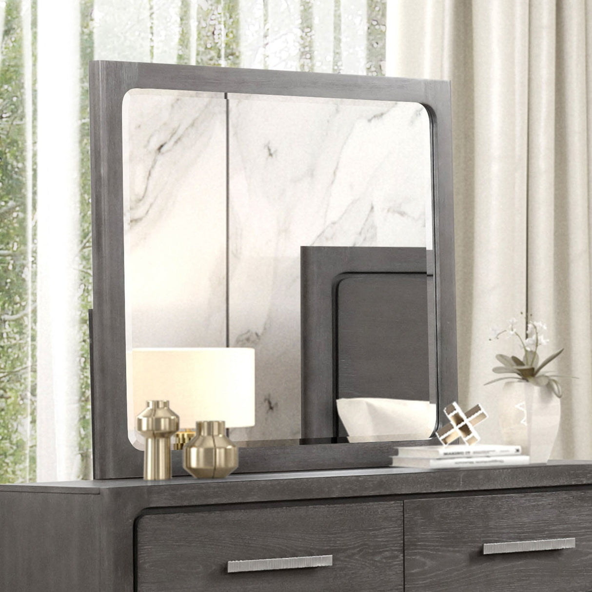 Crowthorne Warm Gray Mirror from Furniture of America - Luna Furniture