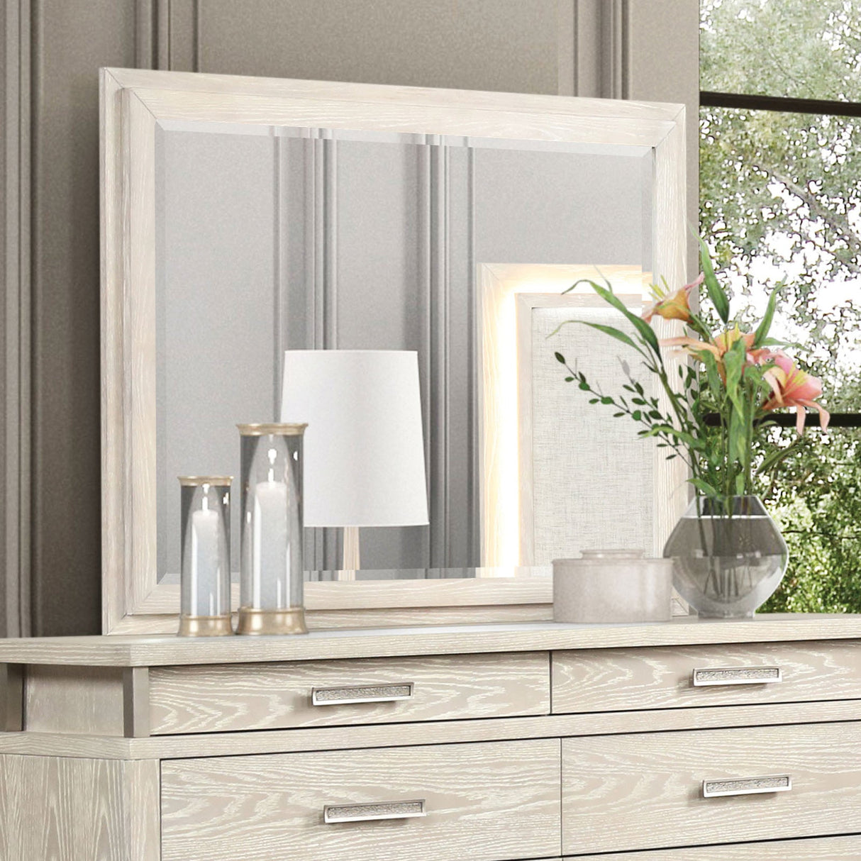 Lafayette Weathered Gray Mirror from Furniture of America - Luna Furniture