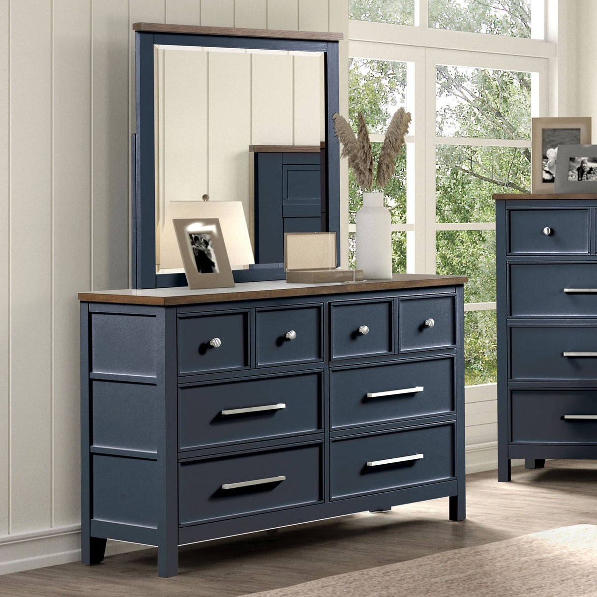 Pinetop Blue/Dark Brown Dresser from Furniture of America - Luna Furniture