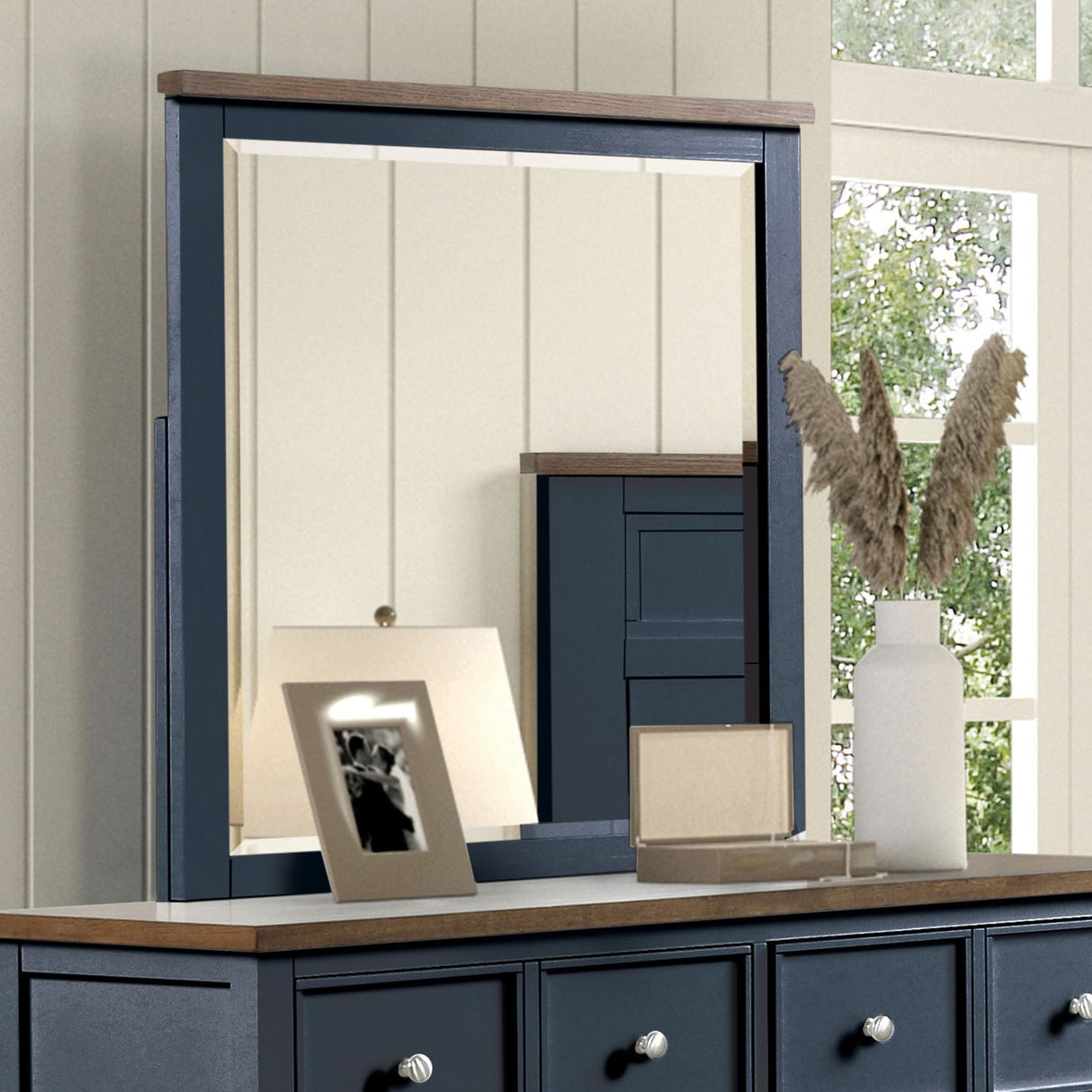 Pinetop Blue/Dark Brown Mirror from Furniture of America - Luna Furniture