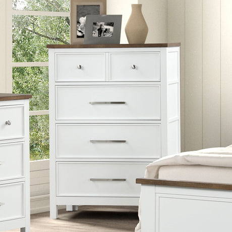 Pinetop White/Dark Brown Chest from Furniture of America - Luna Furniture