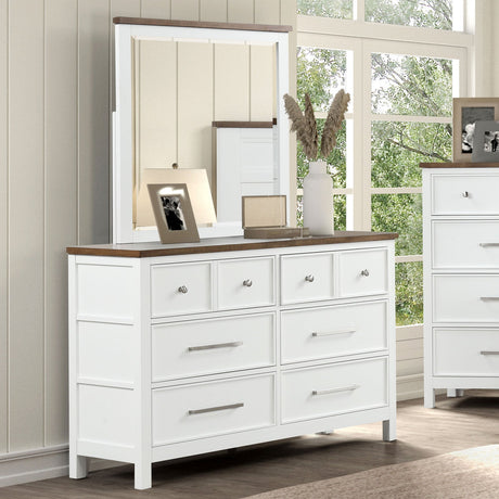 Pinetop White/Dark Brown Dresser from Furniture of America - Luna Furniture