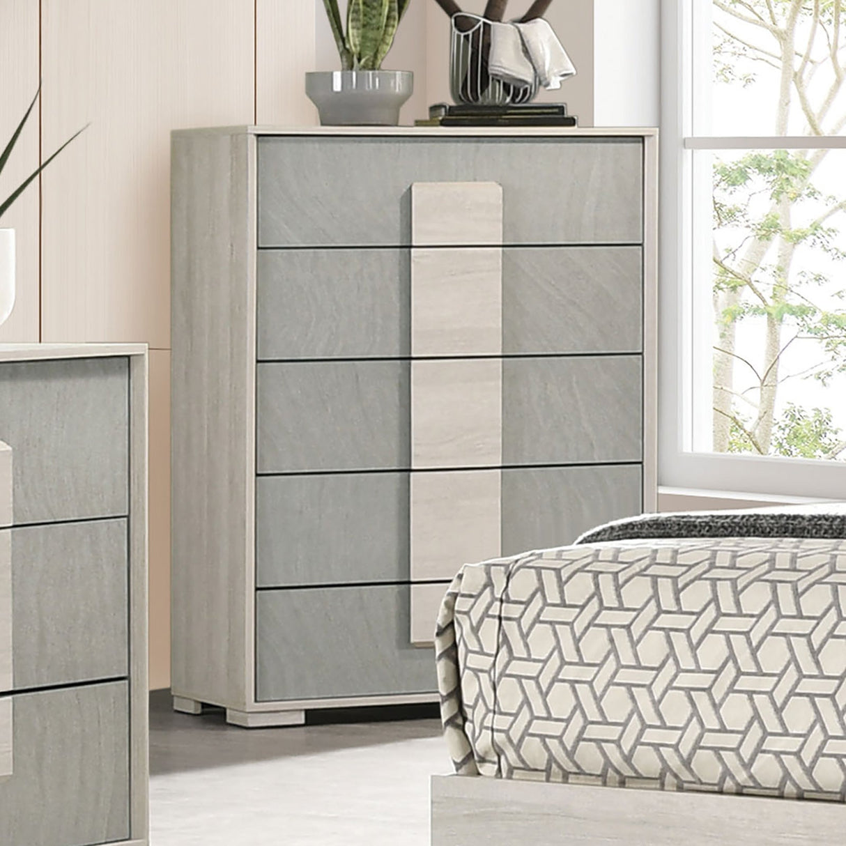 Lincolt White Wash/Stone Gray Chest from Furniture of America - Luna Furniture