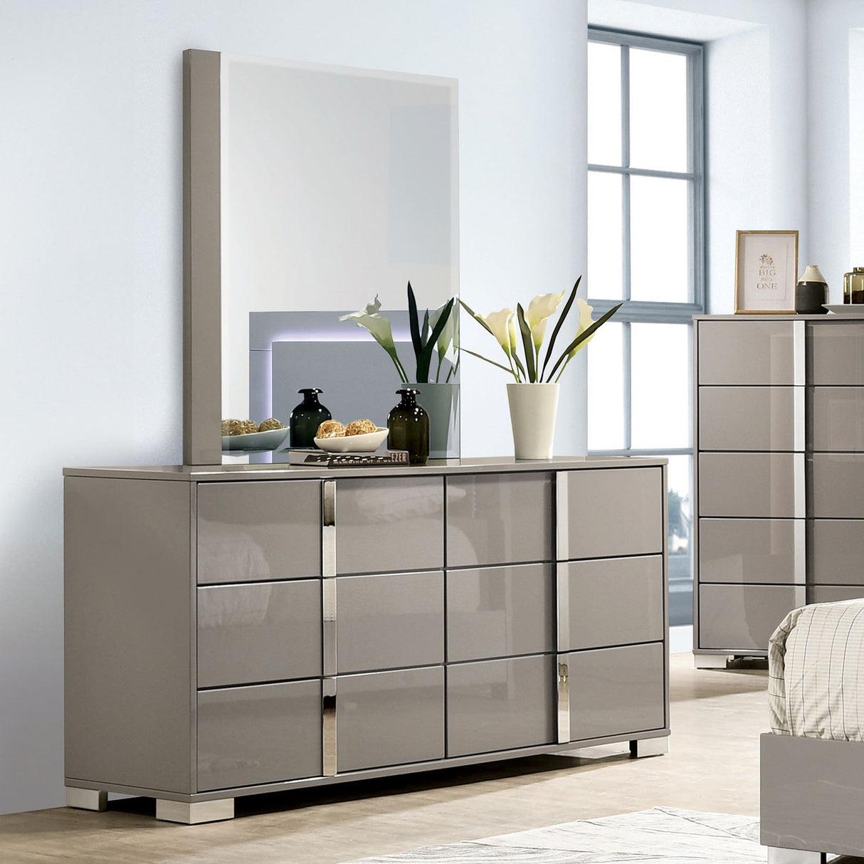 Sinistra Light Taupe Dresser from Furniture of America - Luna Furniture