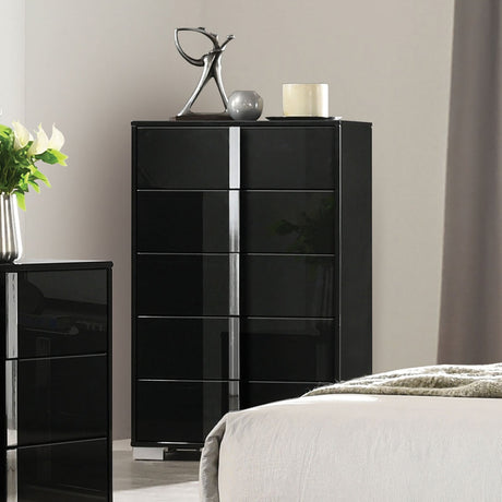 Sinistra Piano Black Chest from Furniture of America - Luna Furniture