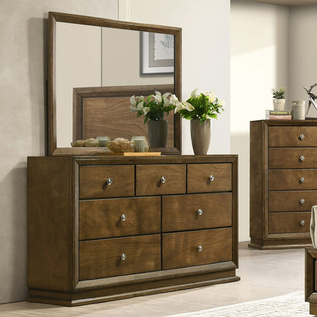 Kirkham Walnut 7-Drawer Dresser from Furniture of America - Luna Furniture