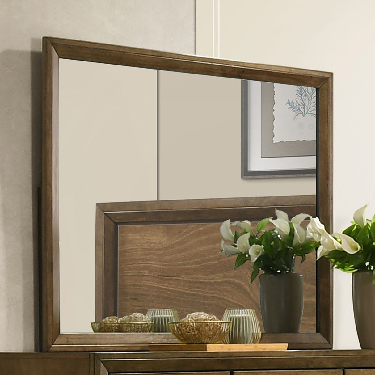 Kirkham Walnut Mirror from Furniture of America - Luna Furniture