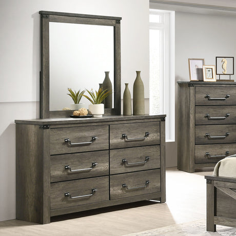 Britonale Rustic Gray Mirror from Furniture of America - Luna Furniture