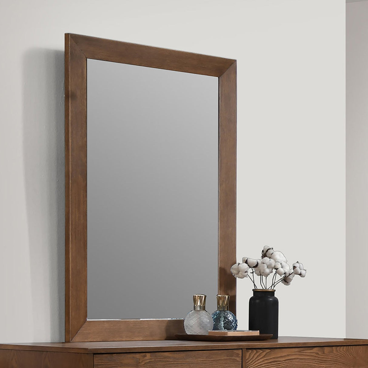 Tromso Walnut Mirror w/ Support from Furniture of America - Luna Furniture