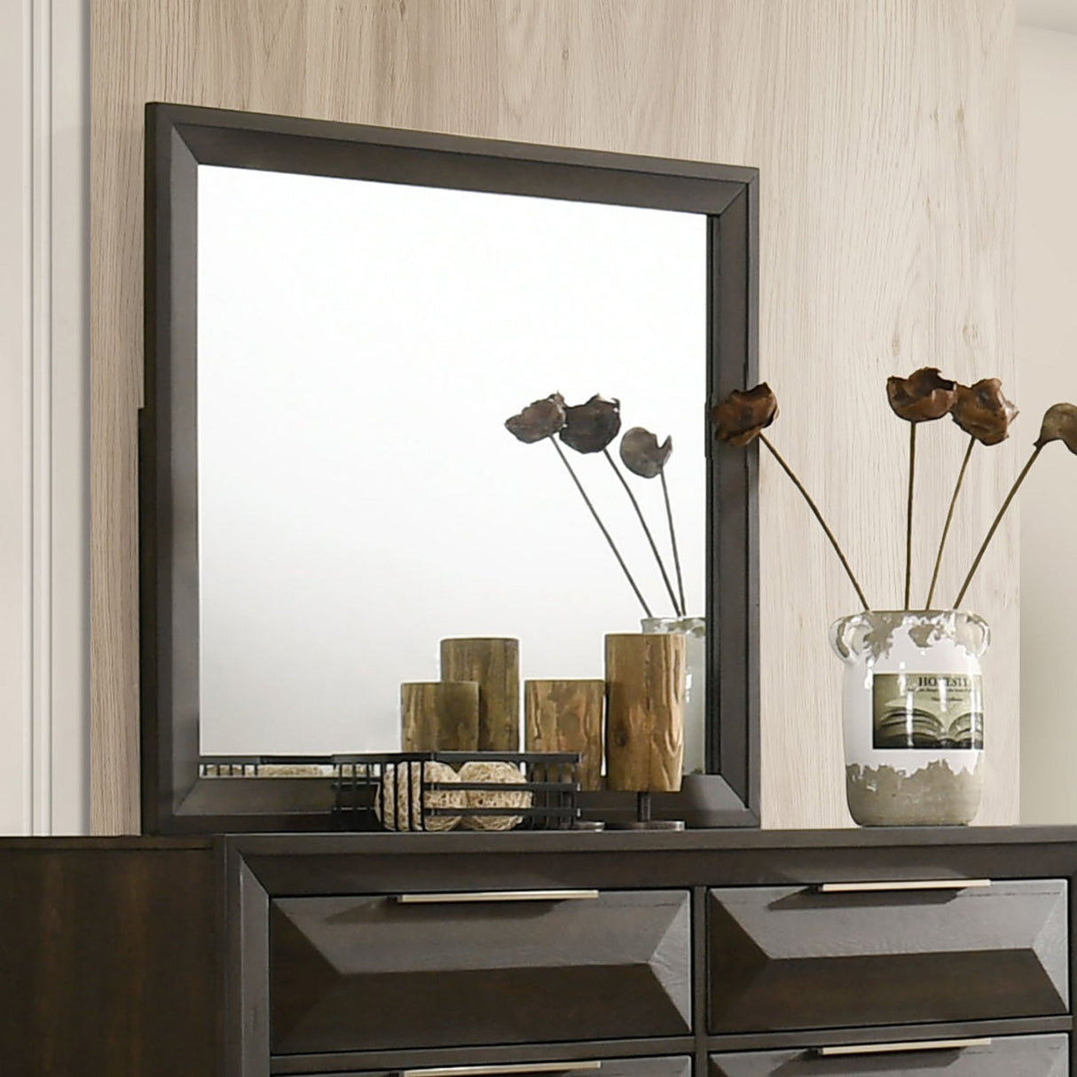 Hexham Espresso Mirror w/ Support from Furniture of America - Luna Furniture