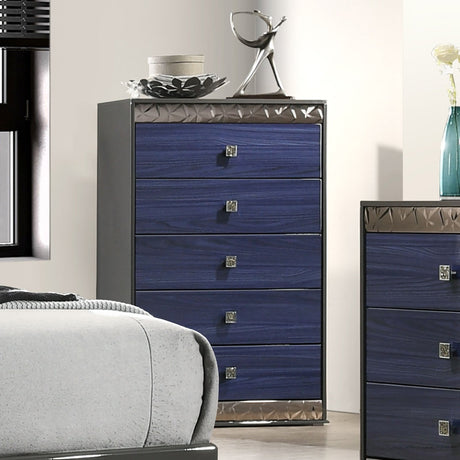 Morcote Ash Gray/Indigo Blue Chest from Furniture of America - Luna Furniture