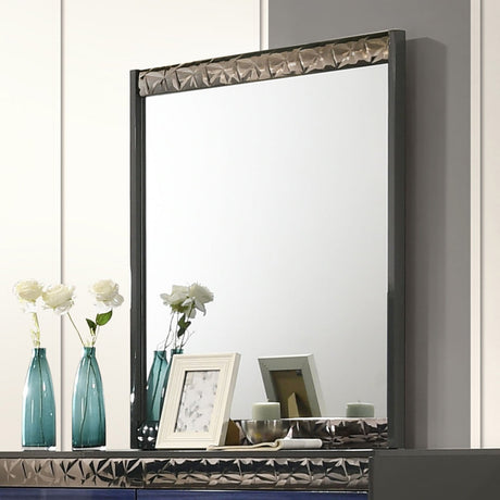 Morcote Ash Gray/Indigo Blue Mirror from Furniture of America - Luna Furniture