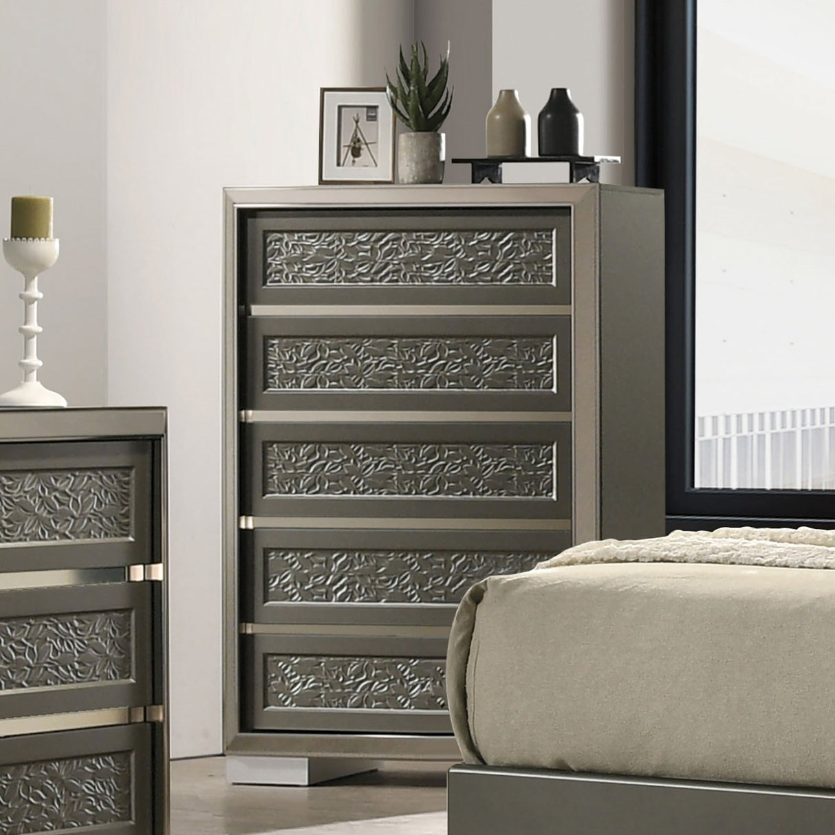 Leyland Dark Gray Chest from Furniture of America - Luna Furniture