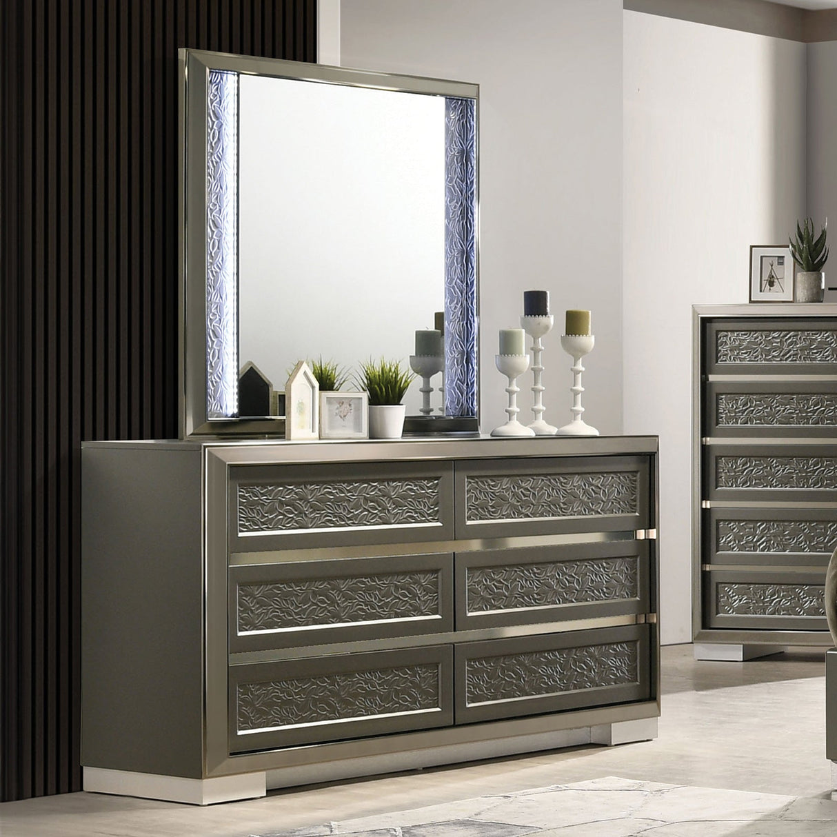 Leyland Dark Gray Dresser from Furniture of America - Luna Furniture