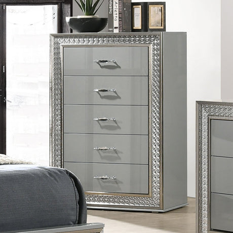 Cassiopeia Metallic Gray Chest from Furniture of America - Luna Furniture