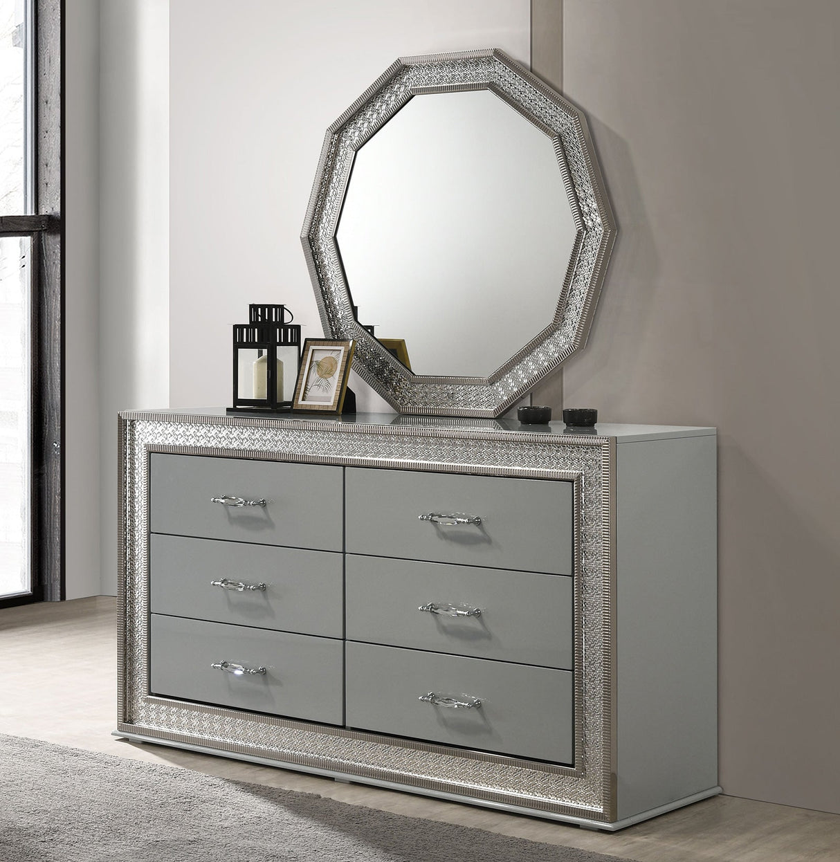 Cassiopeia Metallic Gray Dresser from Furniture of America - Luna Furniture