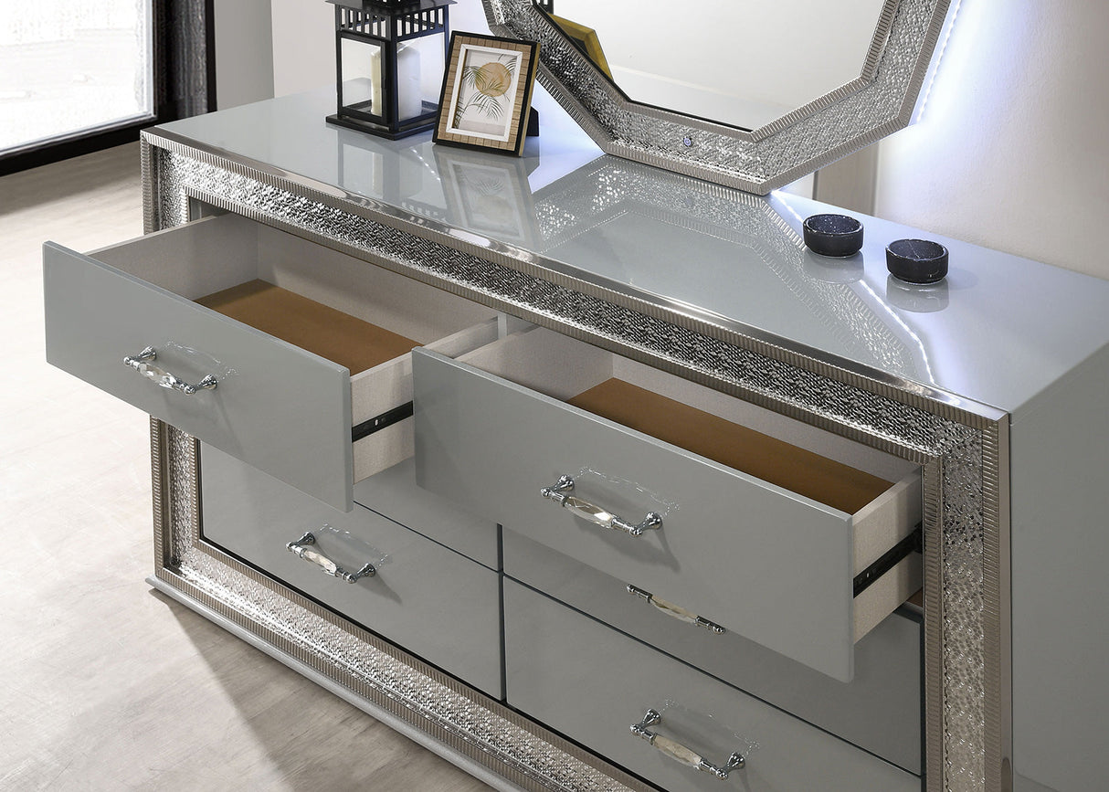 Cassiopeia Metallic Gray Dresser from Furniture of America - Luna Furniture