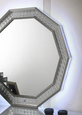 Cassiopeia Metallic Gray Decagon Mirror from Furniture of America - Luna Furniture