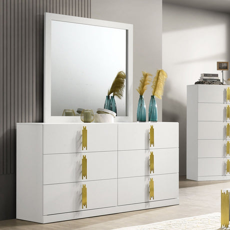 Basildon White/Gold Dresser from Furniture of America - Luna Furniture