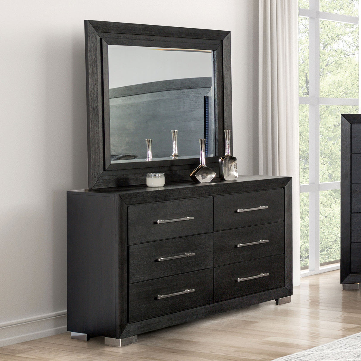 Ashbourne Black Mirror from Furniture of America - Luna Furniture