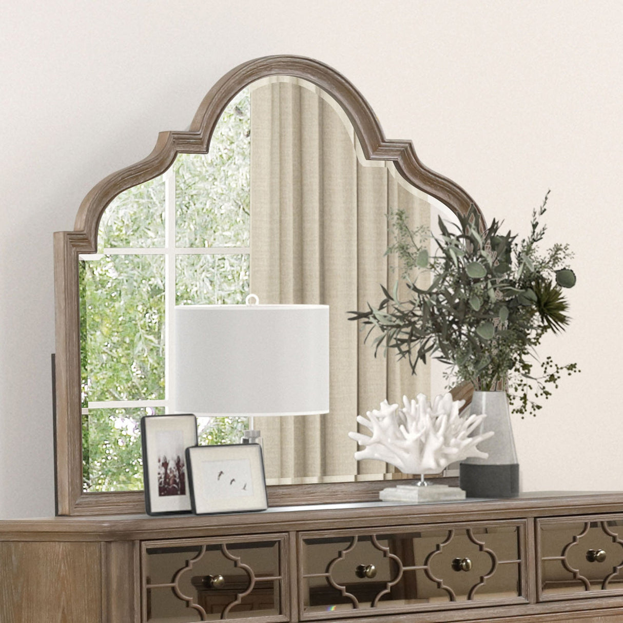 Lyris Rustic Oak Mirror from Furniture of America - Luna Furniture