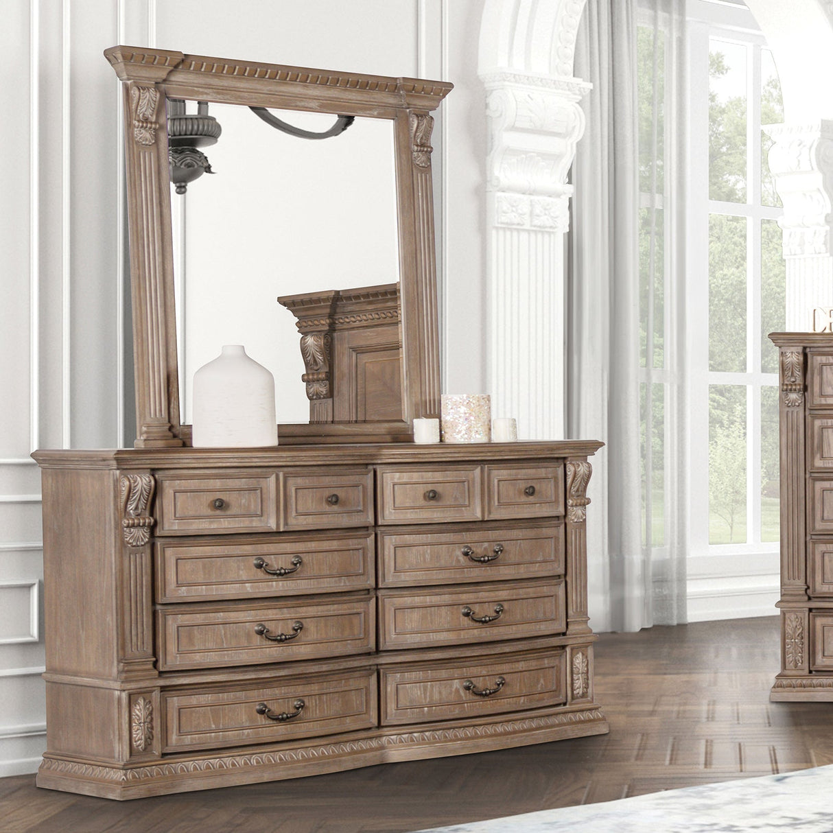 Seven Oaks Weathered Oak Dresser from Furniture of America - Luna Furniture