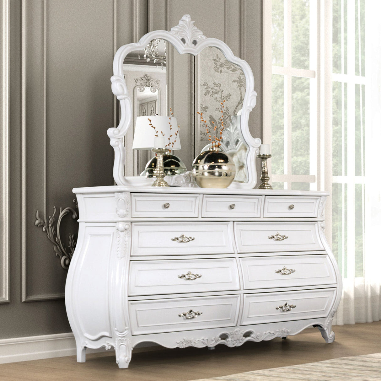 Valentini White Dresser from Furniture of America - Luna Furniture