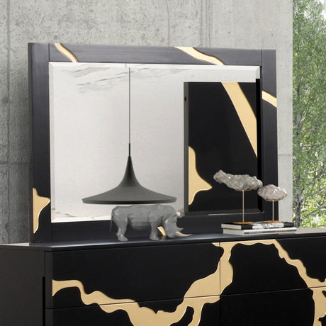 Goldsberg Black/Gold Mirror from Furniture of America - Luna Furniture