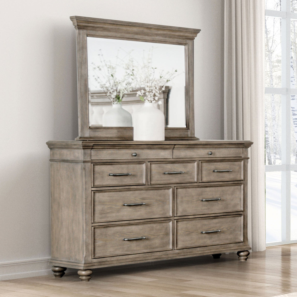 Philomath Aged Oak Dresser from Furniture of America - Luna Furniture