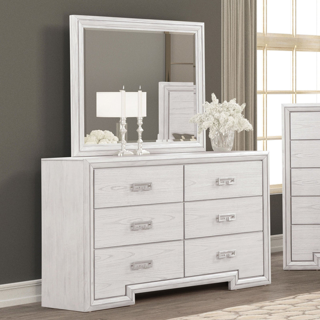 Basilone Rustic White Dresser from Furniture of America - Luna Furniture