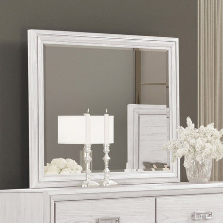 Basilone Rustic White Mirror from Furniture of America - Luna Furniture