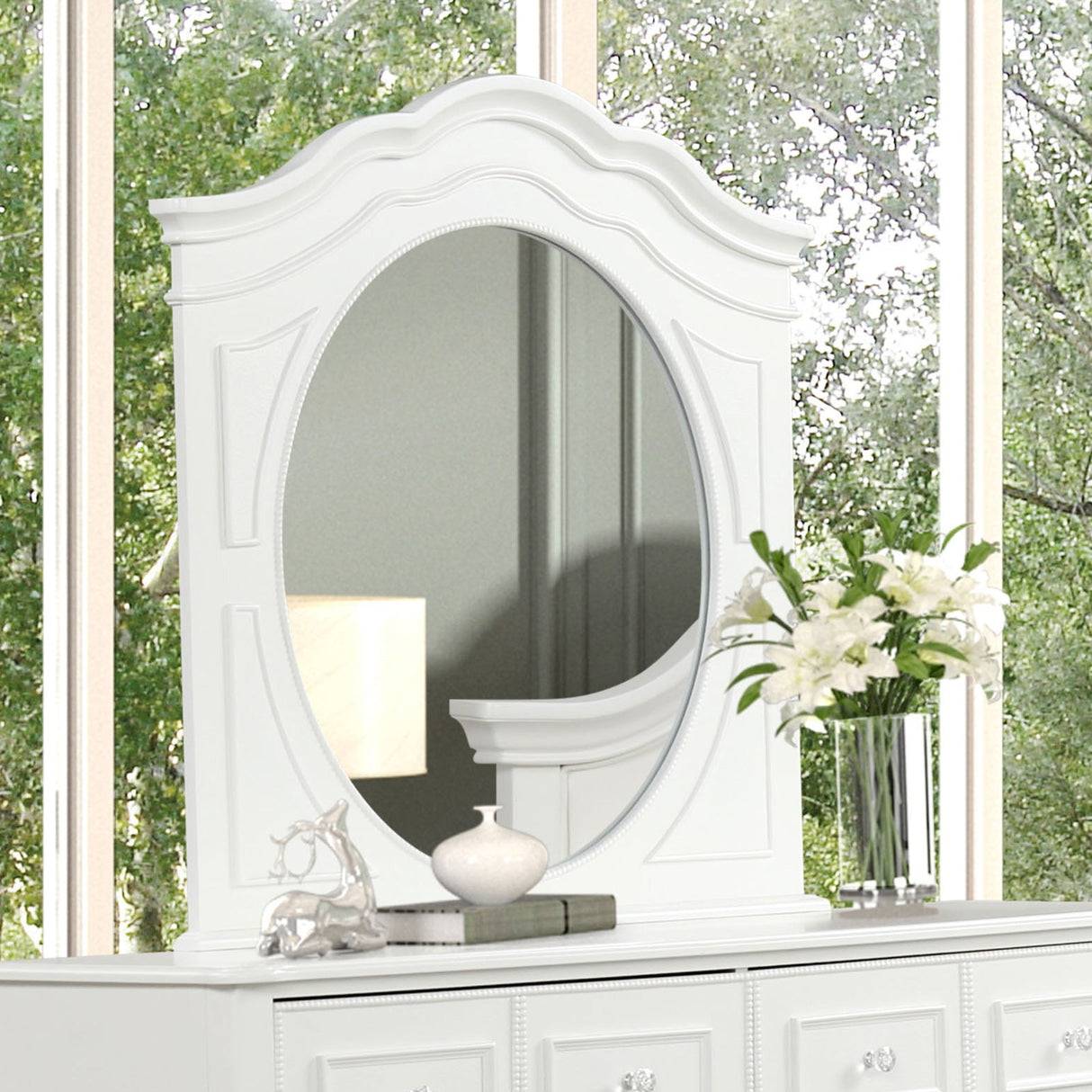 Naucalpan White Mirror from Furniture of America - Luna Furniture