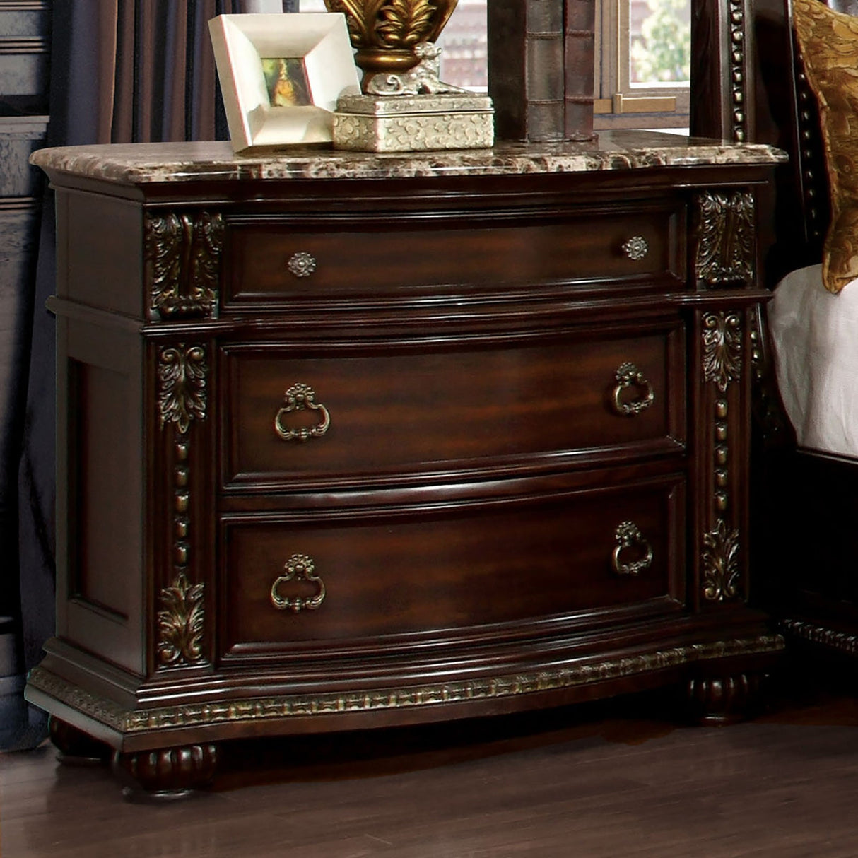 Fromberg Brown Cherry Nightstand from Furniture of America - Luna Furniture