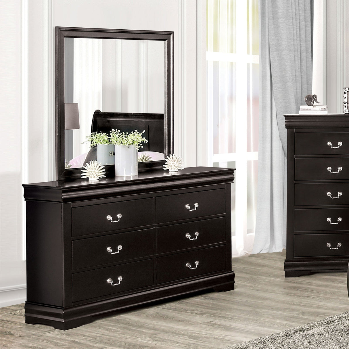 Louis Philippe Black Dresser from Furniture of America - Luna Furniture