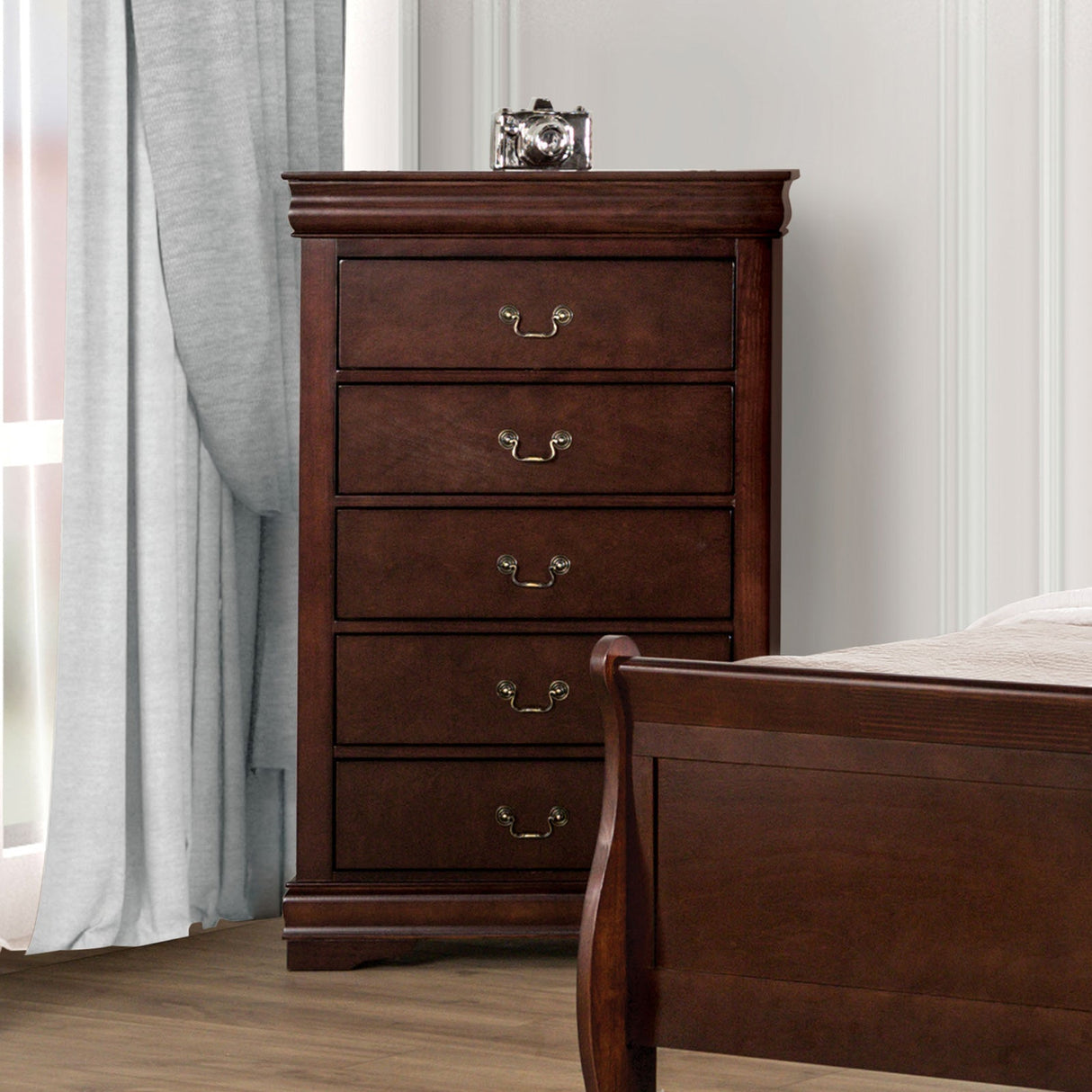 Louis Philippe Dark Cherry Chest from Furniture of America - Luna Furniture