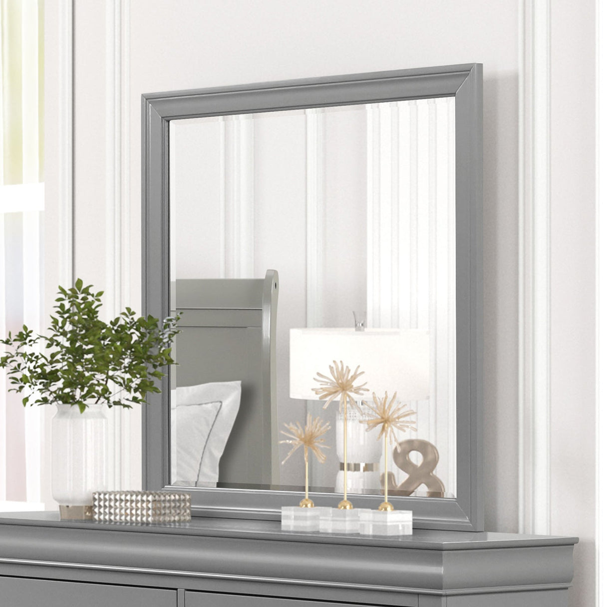 Louis Philippe Gray Mirror from Furniture of America - Luna Furniture