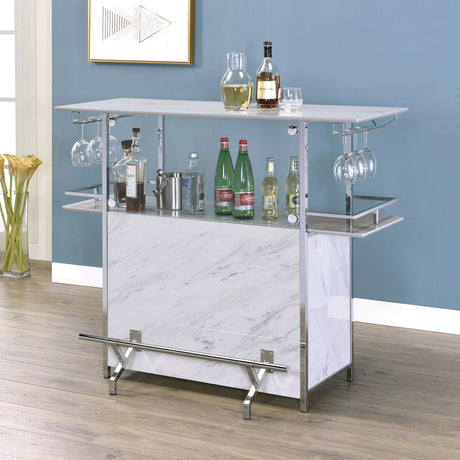 Rianna White/Chrome Bar Table from Furniture of America - Luna Furniture