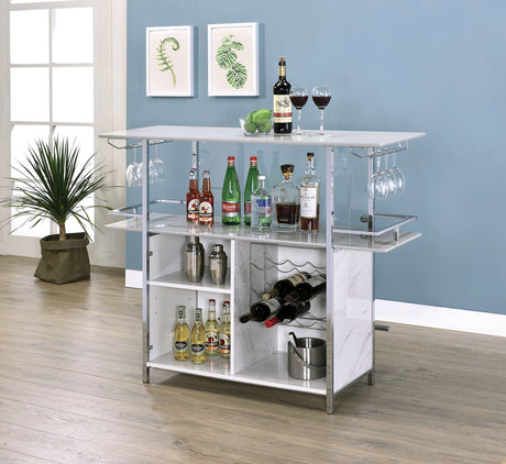 Rianna White/Chrome Bar Table from Furniture of America - Luna Furniture