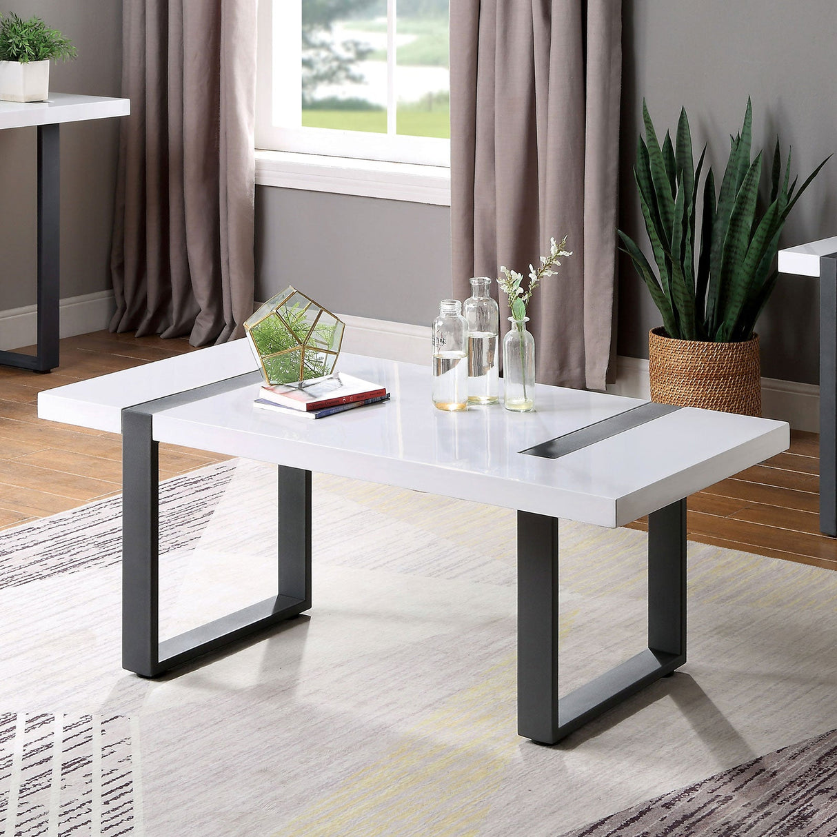 Eimear White/Black Coffee Table from Furniture of America - Luna Furniture