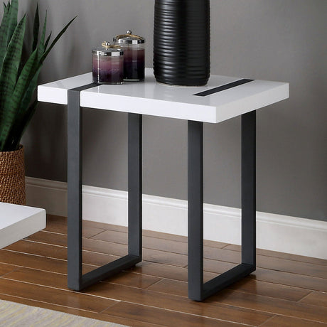 Eimear White/Black End Table from Furniture of America - Luna Furniture