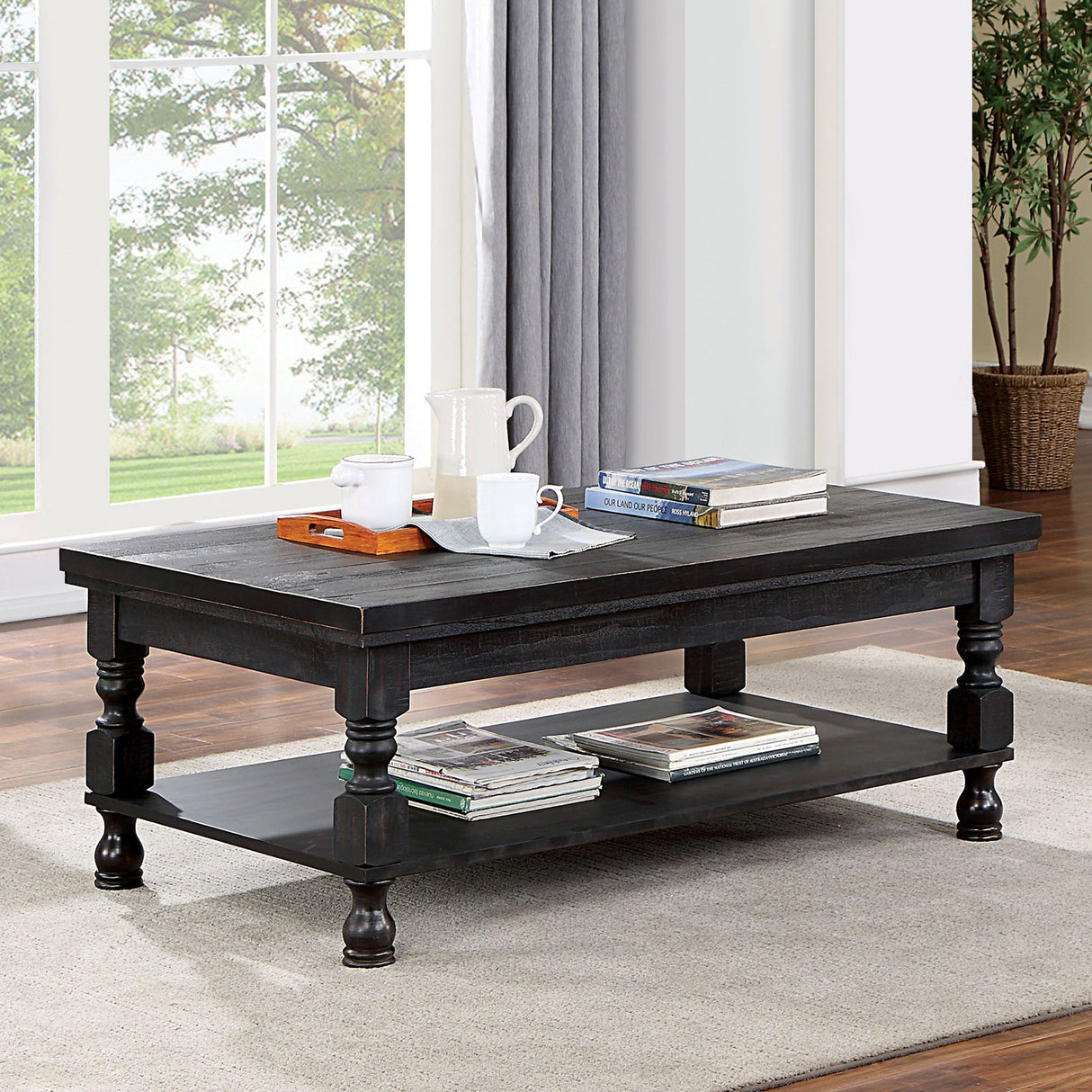 Calandra Antique Black Coffee Table from Furniture of America - Luna Furniture