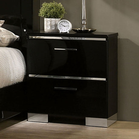 Carlie Black Night Stand from Furniture of America - Luna Furniture