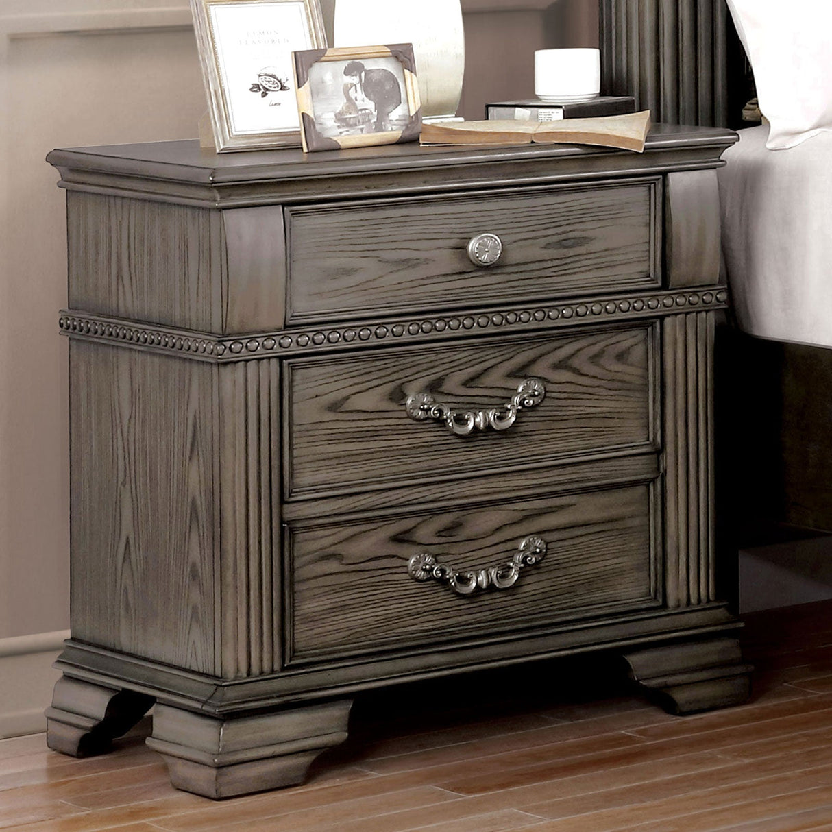 Pamphilos Gray Night Stand from Furniture of America - Luna Furniture