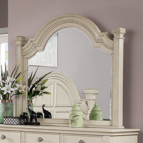 Pamphilos Antique White Mirror from Furniture of America - Luna Furniture