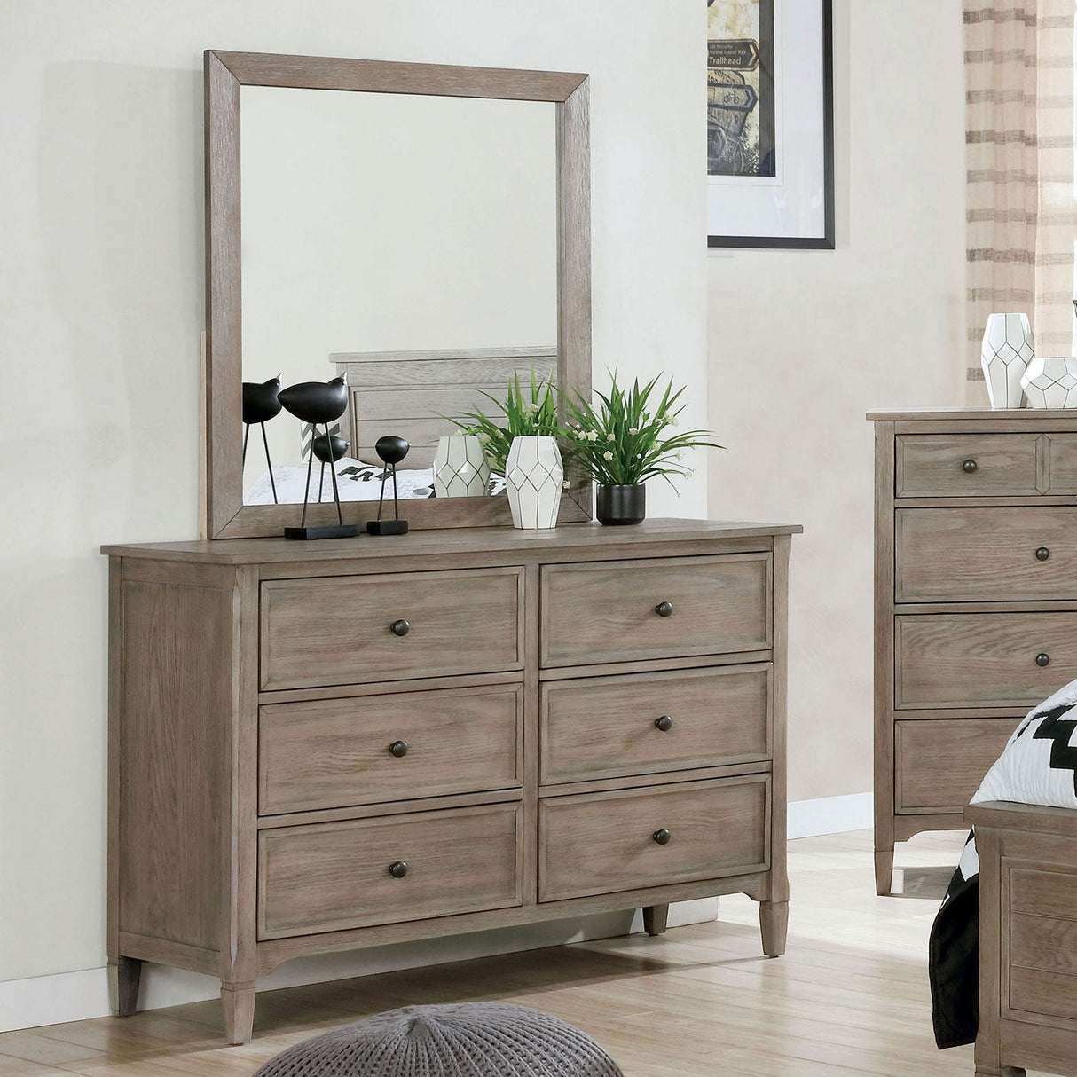 Vevey Wire-Brushed Warm Gray Dresser from Furniture of America - Luna Furniture