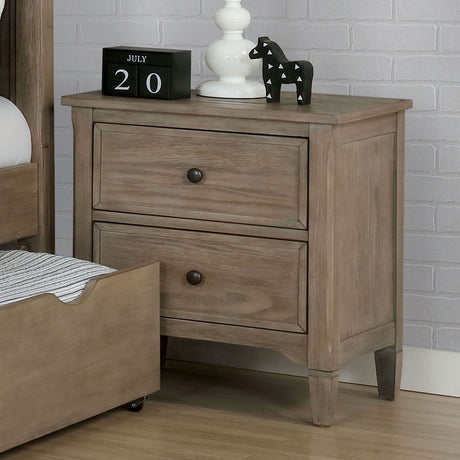 Vevey Wire-Brushed Warm Gray Night Stand from Furniture of America - Luna Furniture