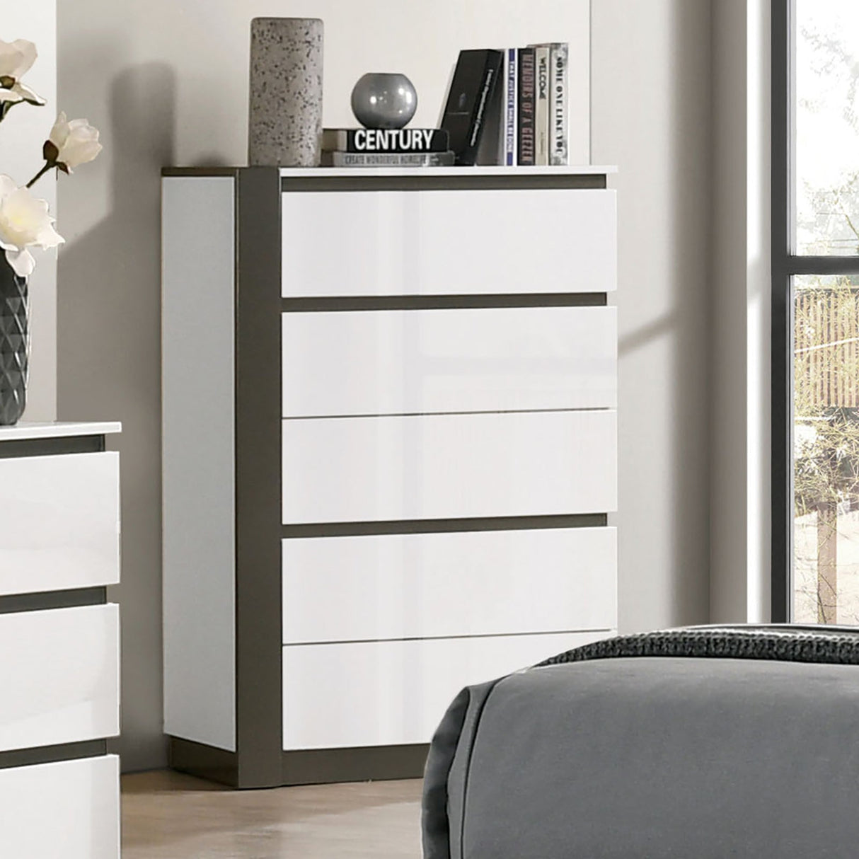 Birsfelden White/Metallic Gray Chest from Furniture of America - Luna Furniture