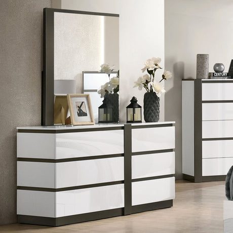 Birsfelden White/Metallic Gray Dresser from Furniture of America - Luna Furniture